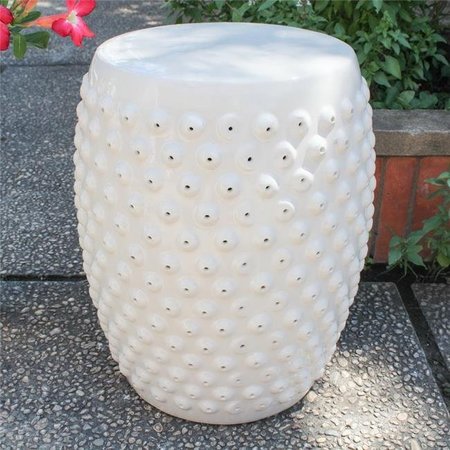 FIXTURESFIRST Perforated Drum Ceramic Garden Stool; Antique White Glaze FI737637